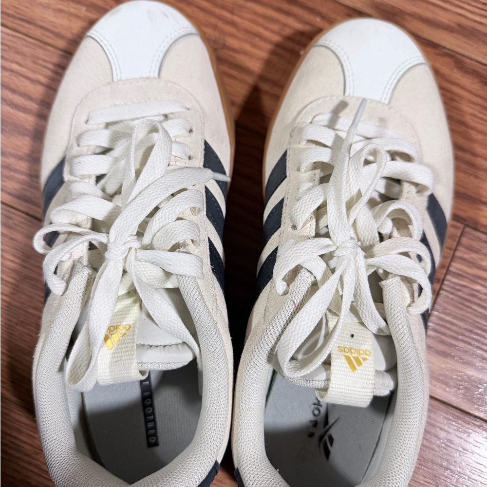 Adidas Cream and Black Casual Shoes